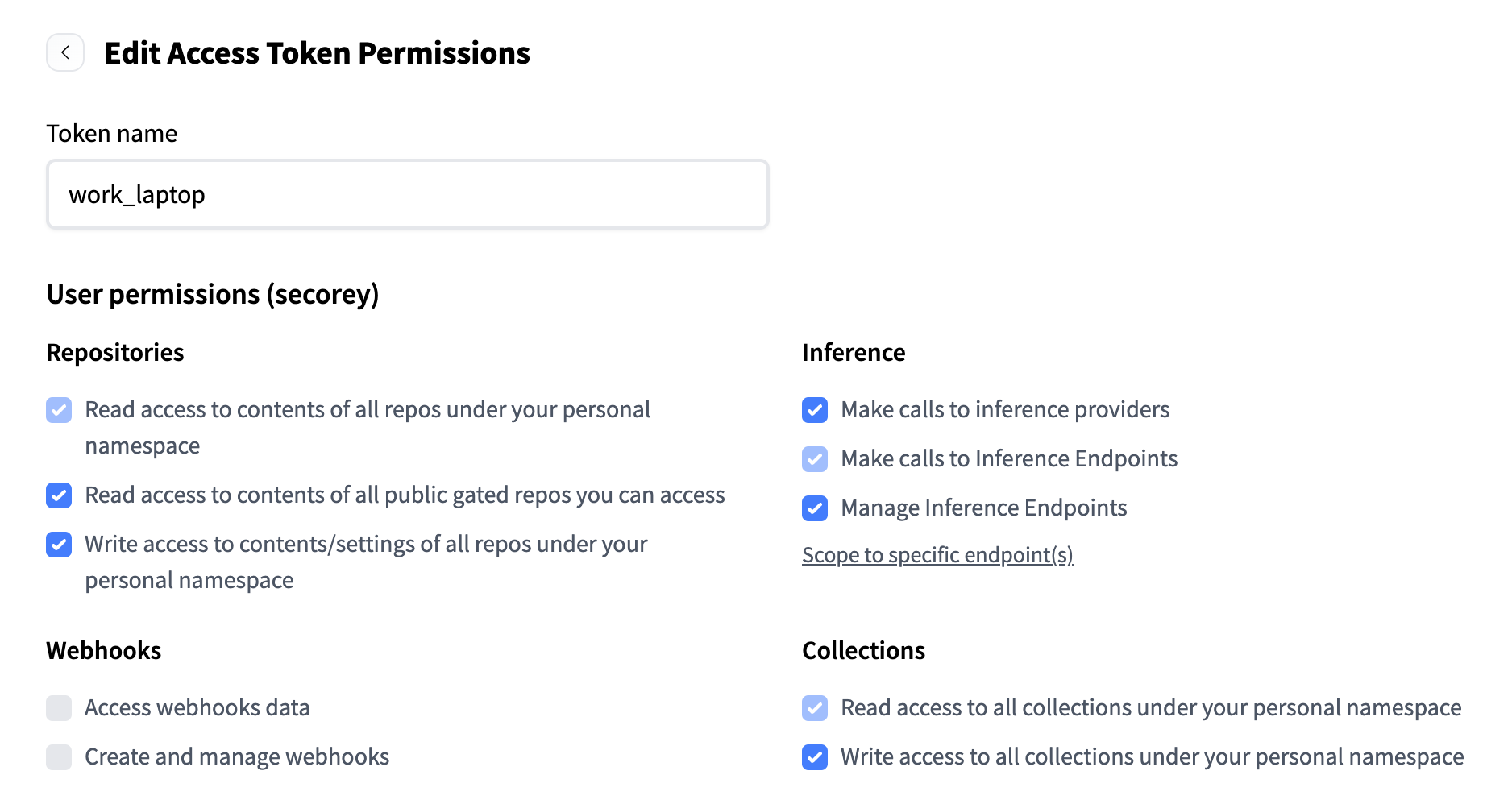 HF token permission settings